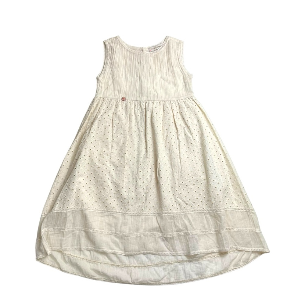 Girls' Cream Eyelet Sleeveless Dress